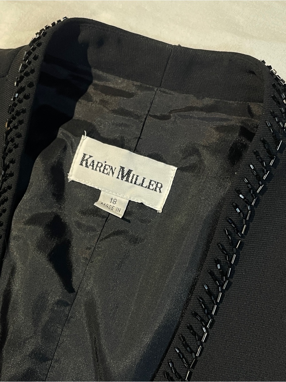 Vintage Karen Miller Black Beaded Bolero Jacket Plus Size 18 Evening Party Glam